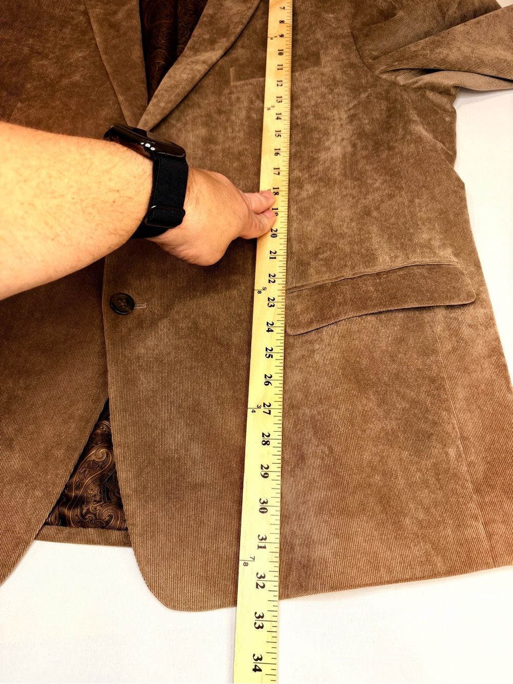 Chaps Blazer Men's 50R Tan/Beige Corduroy 2 Button Sport Coat Jacket Suede-like - Picture 12 of 15